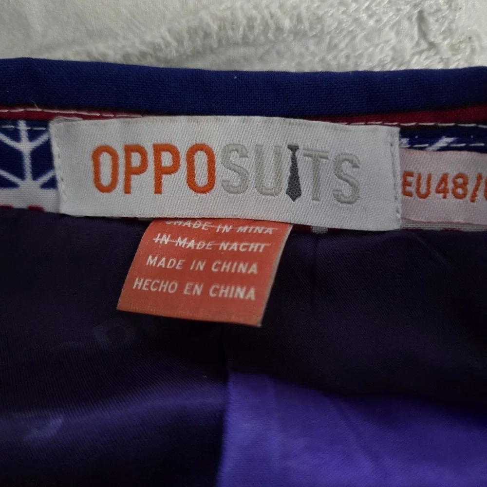 Opposuits Blue Holiday Blazer Mens Size 38‎ Christmas Reindeer Snowflake Jacket